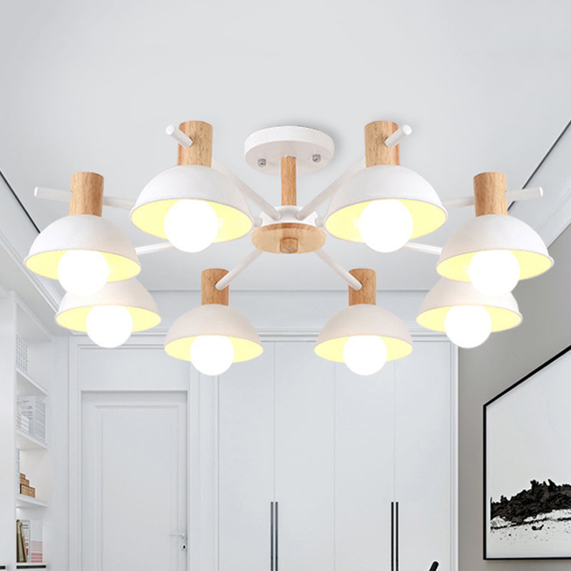 Macaroon Dome Hanging Pendant Fixture Iron 8 Lights Hanging Chandelier for Living Room White Clearhalo 'Ceiling Lights' 'Chandeliers' Lighting' options 251859_ac3a795f-b356-429e-8738-8ba17955efaf