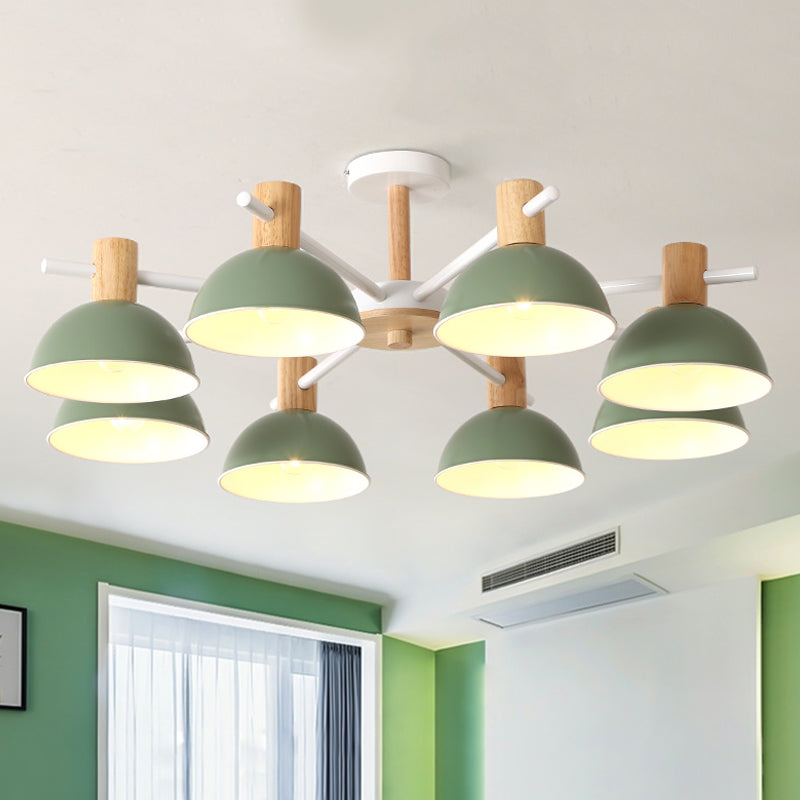 Macaroon Dome Hanging Pendant Fixture Iron 8 Lights Hanging Chandelier for Living Room Green Clearhalo 'Ceiling Lights' 'Chandeliers' Lighting' options 251861_d264798e-be89-46a5-b559-e0179541f2bb