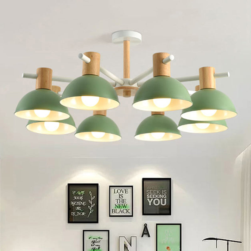 Macaroon Dome Hanging Pendant Fixture Iron 8 Lights Hanging Chandelier for Living Room Clearhalo 'Ceiling Lights' 'Chandeliers' Lighting' options 251862