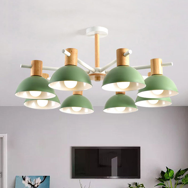 Macaroon Dome Hanging Pendant Fixture Iron 8 Lights Hanging Chandelier for Living Room Clearhalo 'Ceiling Lights' 'Chandeliers' Lighting' options 251863