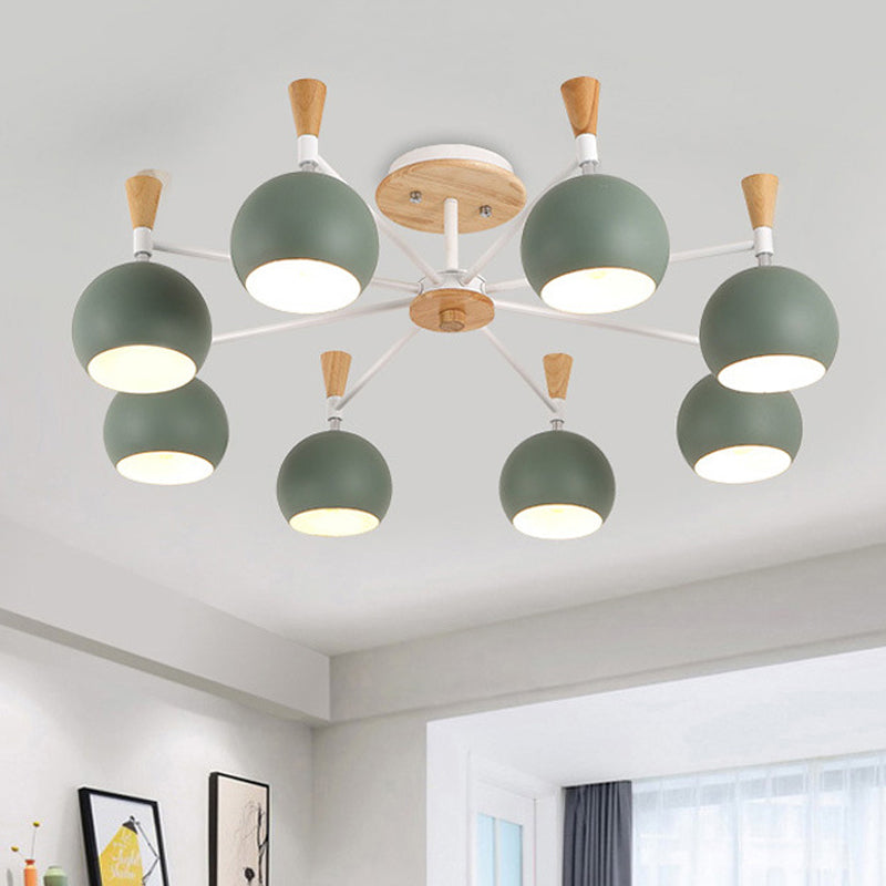 Pastel Circle Hanging Lights Metal 8 Bulbs Hanging Chandelier for Kindergarten Clearhalo 'Ceiling Lights' 'Chandeliers' Lighting' options 251902