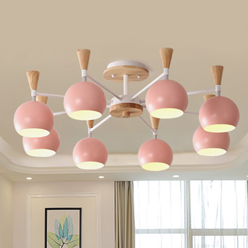 Pastel Circle Hanging Lights Metal 8 Bulbs Hanging Chandelier for Kindergarten Clearhalo 'Ceiling Lights' 'Chandeliers' Lighting' options 251904