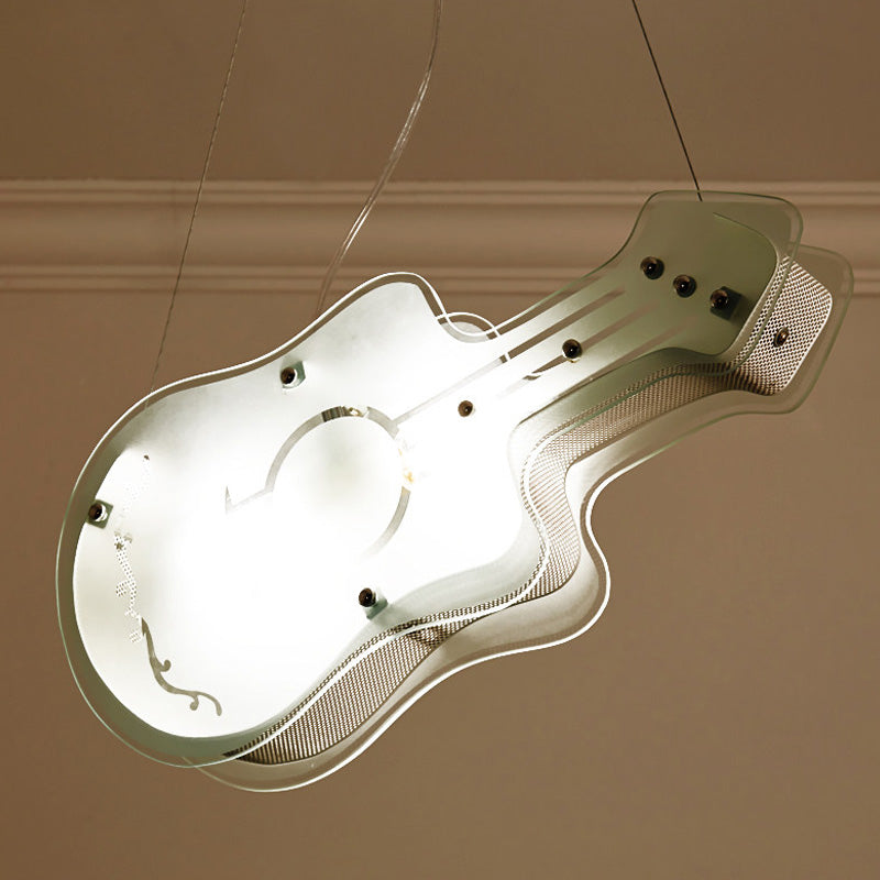 Kids Guitar Shaped Pendant Light 2 Lights Acrylic LED Hanging Light in White for Shop Clearhalo 'Ceiling Lights' 'Pendant Lights' 'Pendants' Lighting' 251905