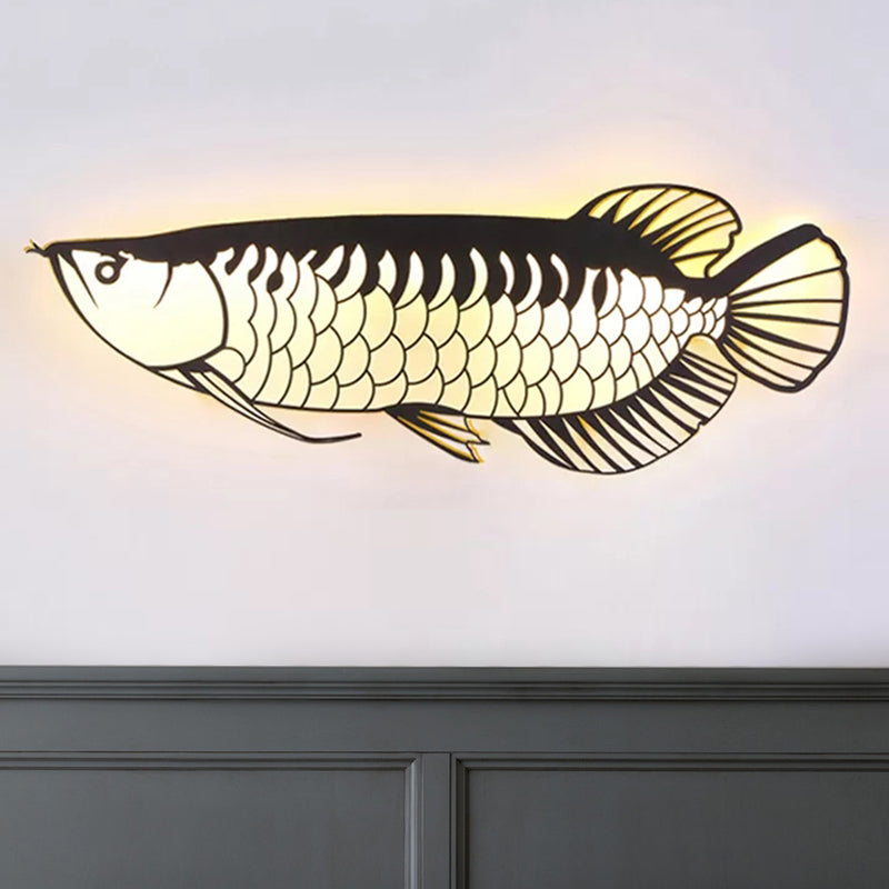 Fish Shaped Kindergarten Wall Sconce Acrylic Creative LED Wall Lamp in Black Black Clearhalo 'Wall Lamps & Sconces' 'Wall Lights' Lighting' 251948