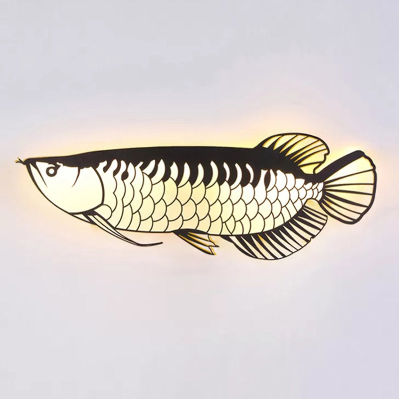 Fish Shaped Kindergarten Wall Sconce Acrylic Creative LED Wall Lamp in Black Clearhalo 'Wall Lamps & Sconces' 'Wall Lights' Lighting' 251949