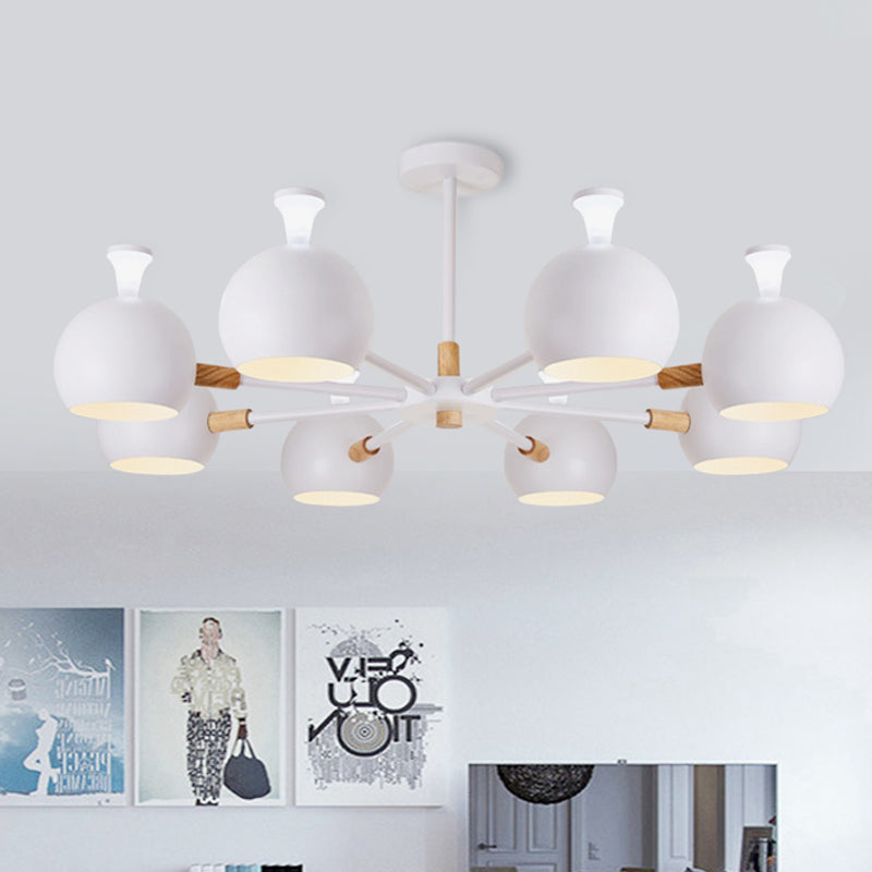 Living Room Dome Shape Hanging Light Iron 8 Bulbs Macaron Style Pendant Light Fixture Clearhalo 'Ceiling Lights' 'Chandeliers' Lighting' options 251955