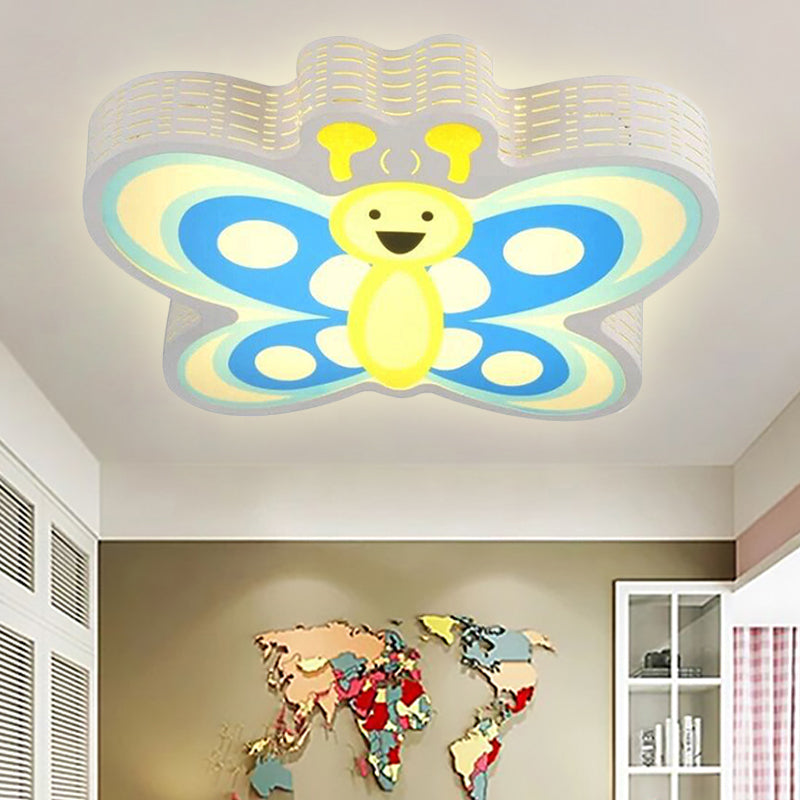 Modern Butterfly Shape Ceiling Light Fixture Acrylic Yellow Ceiling Light for Kindergarten Yellow Clearhalo 'Ceiling Lights' 'Close To Ceiling Lights' 'Close to ceiling' 'Flush mount' Lighting' 251960