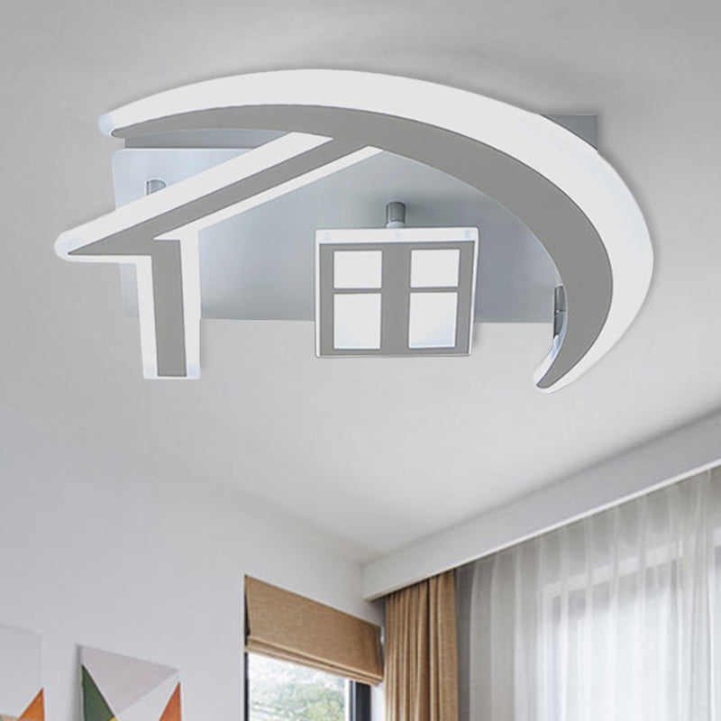 Acrylic House Flush Mount Ceiling Light Nordic Ceiling Light Fixture in White for Bedroom White Clearhalo 'Ceiling Lights' 'Close To Ceiling Lights' 'Close to ceiling' 'Semi-flushmount' Lighting' 251962