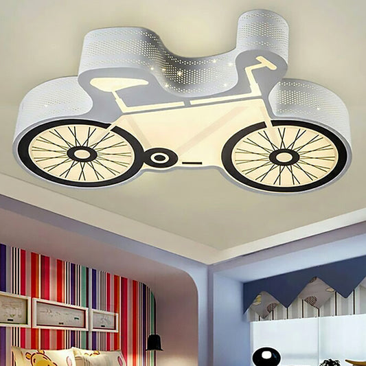 White Bicycle Flush Mount Ceiling Light Kids Metal LED Ceiling Light Fixture for Bedroom Clearhalo 'Ceiling Lights' 'Close To Ceiling Lights' 'Close to ceiling' 'Flush mount' Lighting' 251967