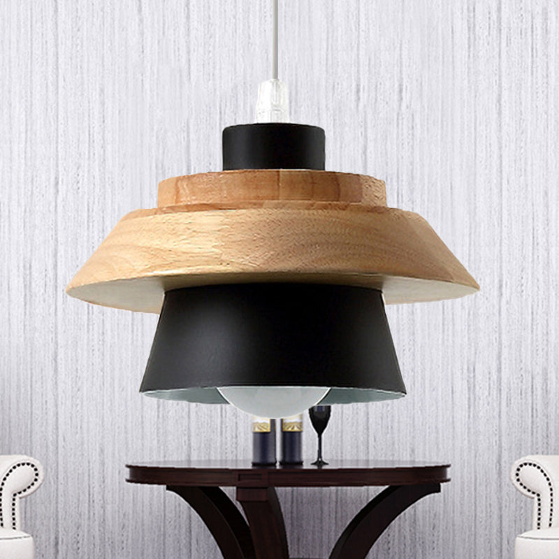 Macaron Style Mushroom Pendant Light Metal Wood 1 Light Hanging Light for Restaurant Clearhalo 'Ceiling Lights' 'Pendant Lights' 'Pendants' Lighting' 251973