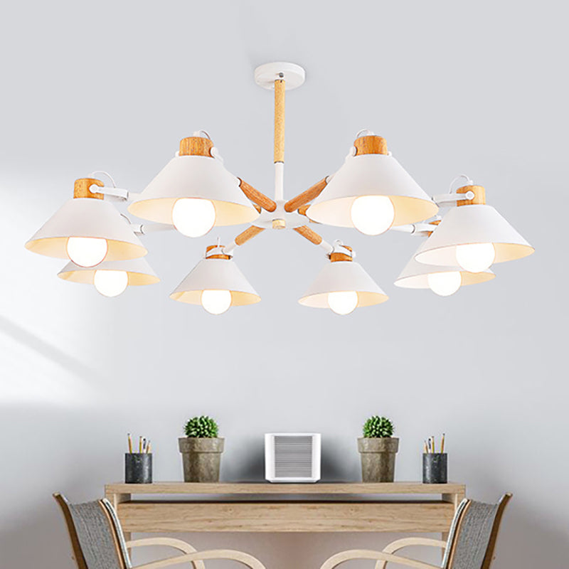 Modern Coolie Shade Hanging Lamp Metal 8 Bulbs Hanging Chandelier for Dining Room Clearhalo 'Ceiling Lights' 'Chandeliers' Lighting' options 251982