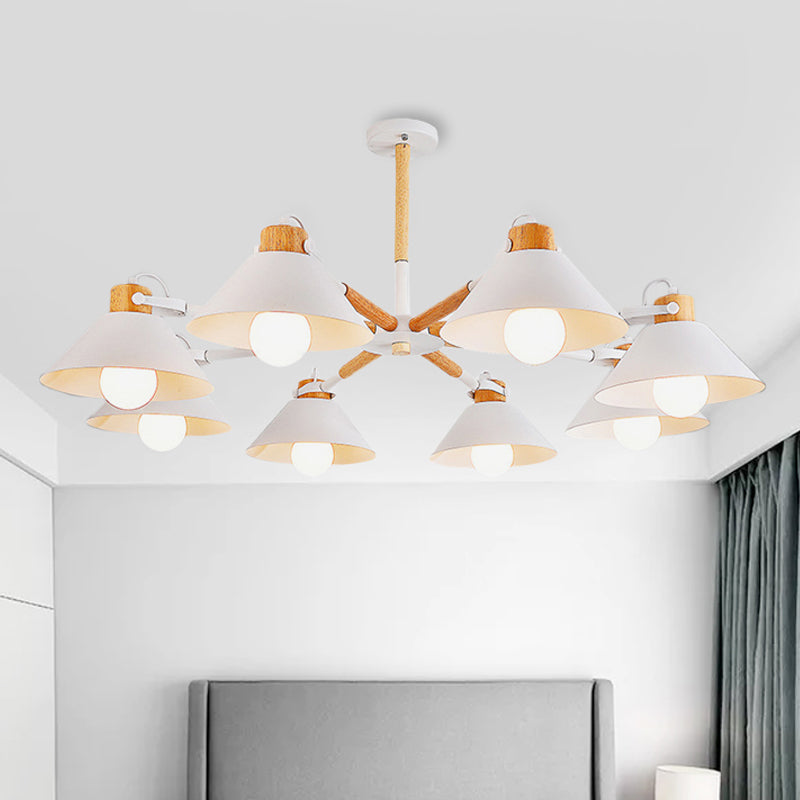 Modern Coolie Shade Hanging Lamp Metal 8 Bulbs Hanging Chandelier for Dining Room Clearhalo 'Ceiling Lights' 'Chandeliers' Lighting' options 251983