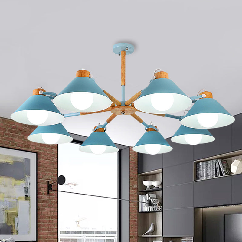 Modern Coolie Shade Hanging Lamp Metal 8 Bulbs Hanging Chandelier for Dining Room Clearhalo 'Ceiling Lights' 'Chandeliers' Lighting' options 251985