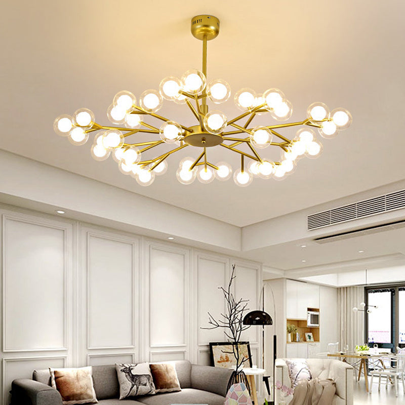 Post Modern Bubble Hanging Light 25/30/45 Lights Metal Ceiling Chandelier in Gold Clearhalo 'Ceiling Lights' 'Chandeliers' 'Modern Chandeliers' 'Modern' Lighting' 251987