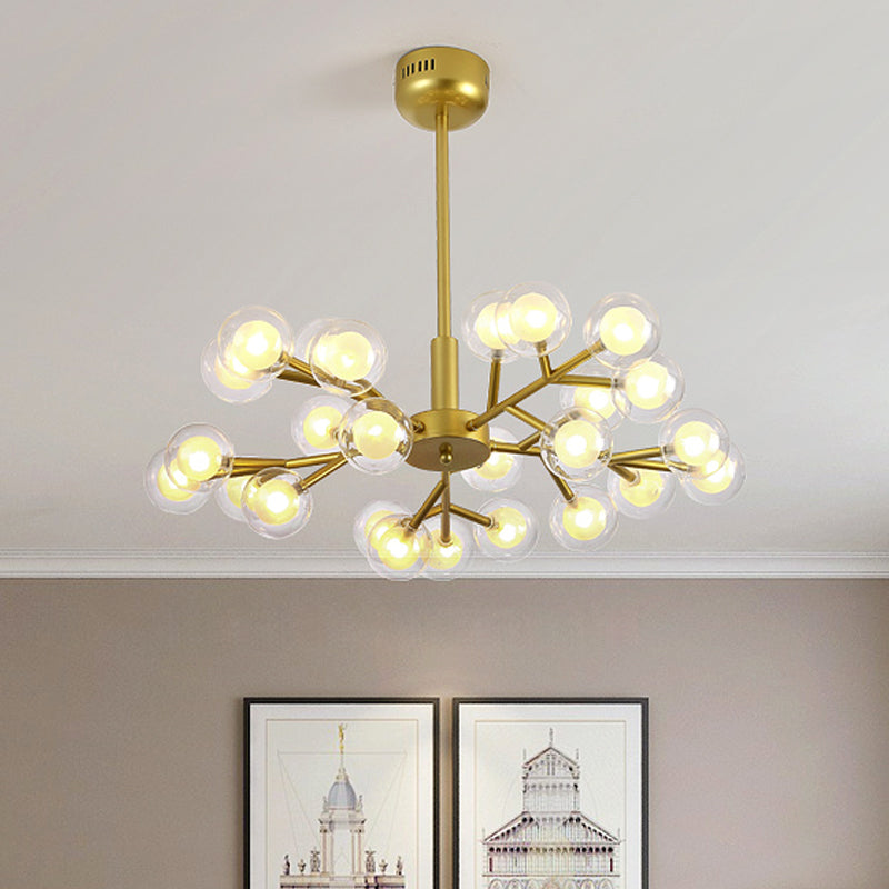 Post Modern Bubble Hanging Light 25/30/45 Lights Metal Ceiling Chandelier in Gold 25 Gold Clearhalo 'Ceiling Lights' 'Chandeliers' 'Modern Chandeliers' 'Modern' Lighting' 251990