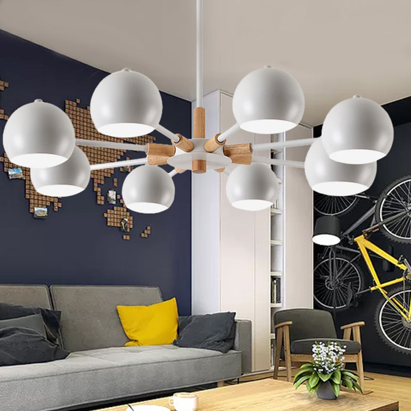 Modern Style Spherical Hanging Lamp 8 Lights Metal Hanging Chandelier for Living Room Clearhalo 'Ceiling Lights' 'Chandeliers' Lighting' options 252027