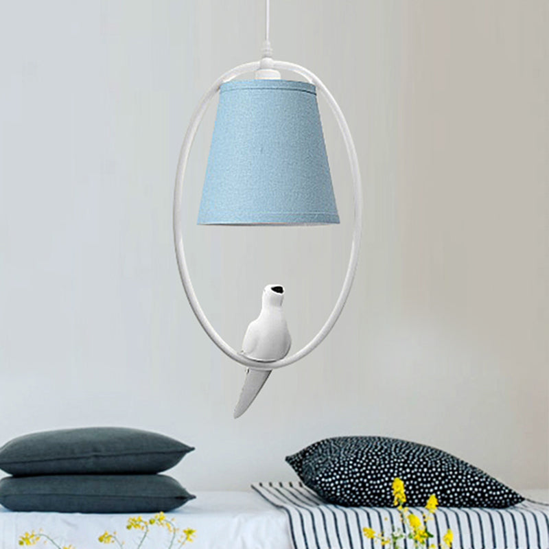 Balcony Bird Hanging Lamp with Tapered Shade Metal 1 Head Blue Pendant Light Clearhalo 'Ceiling Lights' 'Pendant Lights' 'Pendants' Lighting' 252033