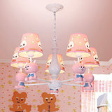 Fabric Tapered Shade Hanging Ceiling Lamp Cartoon Hanging Pendant Lights in Pink for Kindergarten Clearhalo 'Ceiling Lights' 'Chandeliers' Lighting' options 252039