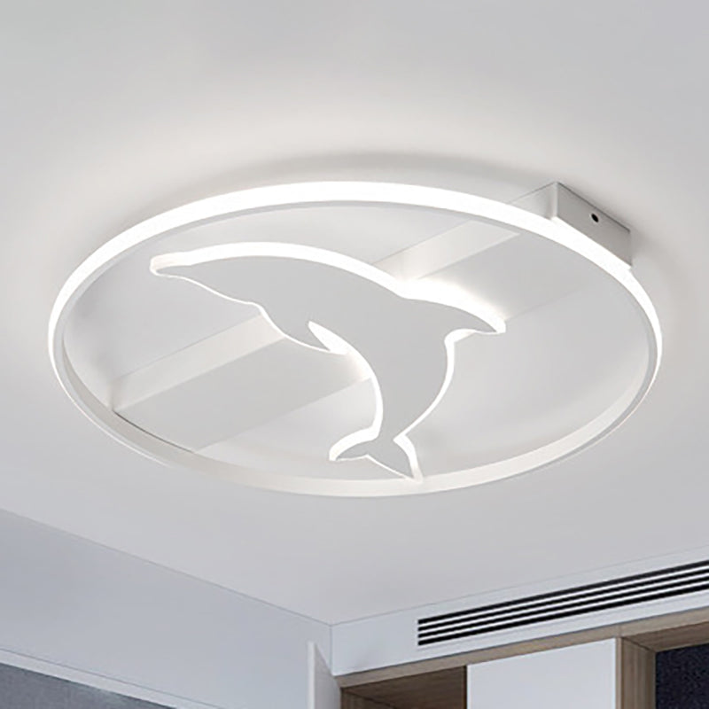 Diving Dolphin Ceiling Mount Light Acrylic Animal LED Flush Light in White Finish Clearhalo 'Ceiling Lights' 'Close To Ceiling Lights' 'Close to ceiling' 'Flush mount' Lighting' 252053