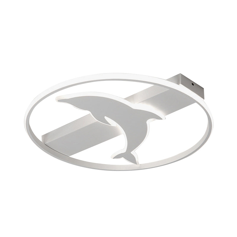 Diving Dolphin Ceiling Mount Light Acrylic Animal LED Flush Light in White Finish Clearhalo 'Ceiling Lights' 'Close To Ceiling Lights' 'Close to ceiling' 'Flush mount' Lighting' 252054