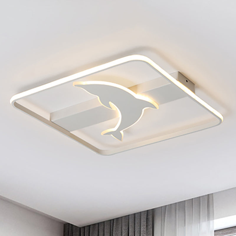 Diving Dolphin Ceiling Mount Light Acrylic Animal LED Flush Light in White Finish Clearhalo 'Ceiling Lights' 'Close To Ceiling Lights' 'Close to ceiling' 'Flush mount' Lighting' 252057