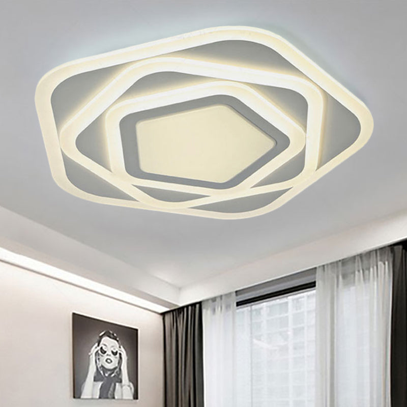 Pentagon Living Room Flush Mount Ceiling Light Acrylic Modern Contemporary Ceiling Light Fixture in White Clearhalo 'Ceiling Lights' 'Close To Ceiling Lights' 'Close to ceiling' 'Flush mount' Lighting' 252061