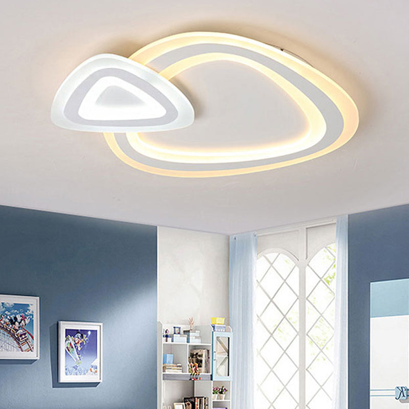 Monochromatic Triangle Flush Mount Ceiling Fixture Acrylic Ceiling Light Fixture in White for Kindergarten White Clearhalo 'Ceiling Lights' 'Close To Ceiling Lights' 'Close to ceiling' 'Flush mount' Lighting' 252064