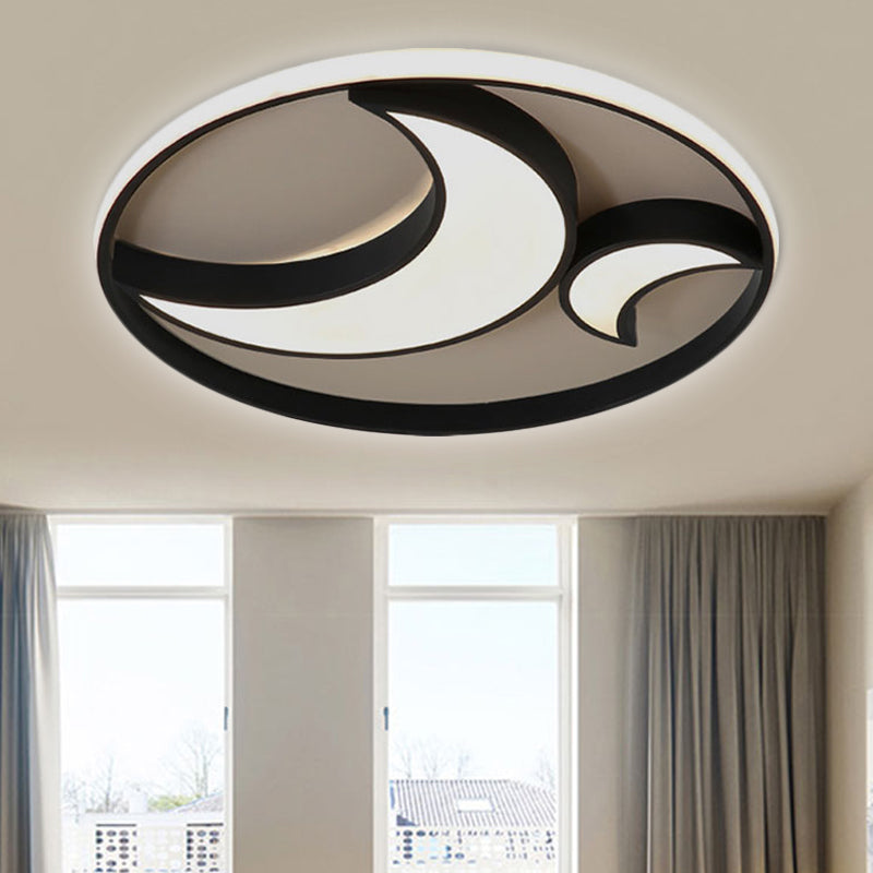 Acrylic Moon Flush Mount Ceiling Light Scandinavian LED Flush Ceiling Lights in Black for Living Room Black Clearhalo 'Ceiling Lights' 'Close To Ceiling Lights' 'Close to ceiling' 'Flush mount' Lighting' 252086