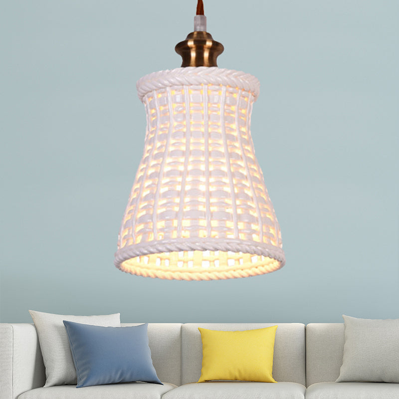 Modern Curved Basket Hanging Light Ceramics 1 Head Ceiling Pendant for Dining Table Clearhalo 'Ceiling Lights' 'Pendant Lights' 'Pendants' Lighting' 252093