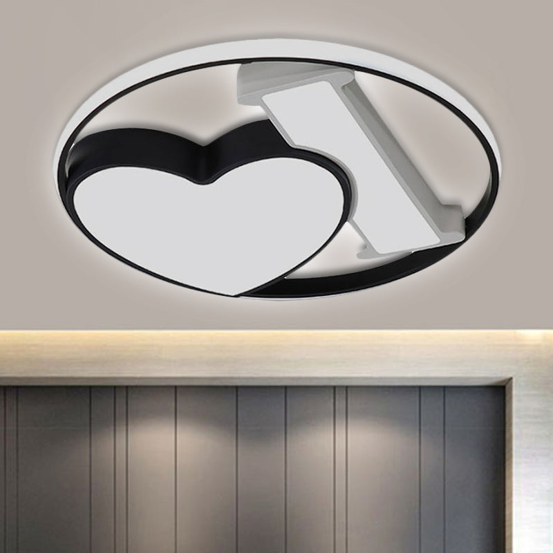 Bedroom Heart Shape Flush Mount Ceiling Fixture Acrylic Art Deco Ceiling Light Fixture Black-White Clearhalo 'Ceiling Lights' 'Close To Ceiling Lights' 'Close to ceiling' 'Flush mount' Lighting' 252099