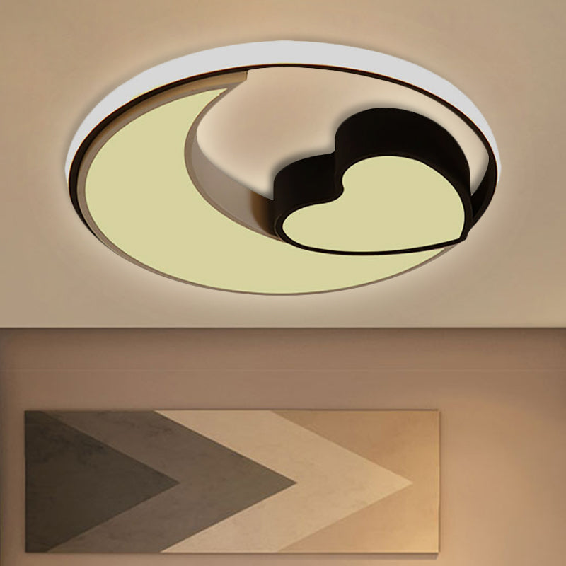 Acrylic Moon and Heart LED Flush Ceiling Lights Nordic Flush Mount Ceiling Light in Black and White for Living Room Clearhalo 'Ceiling Lights' 'Close To Ceiling Lights' 'Close to ceiling' 'Flush mount' Lighting' 252112