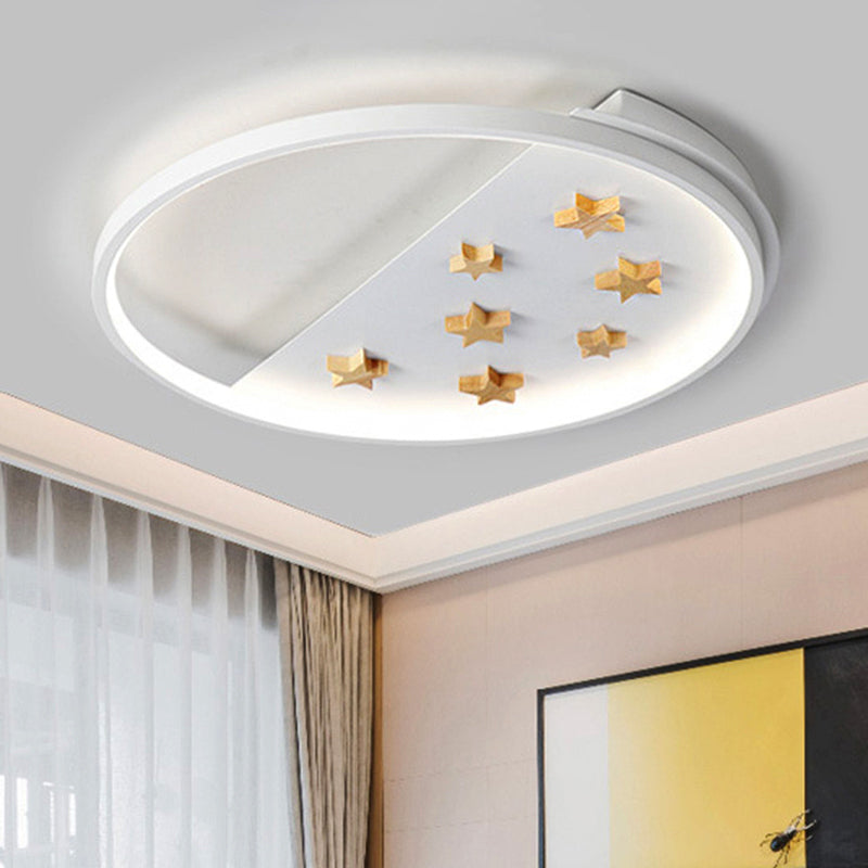 Metal Ring Ceiling Light with Star Living Room Romantic Flush Mount Light in White White Clearhalo 'Ceiling Lights' 'Close To Ceiling Lights' 'Close to ceiling' 'Flush mount' Lighting' 252128