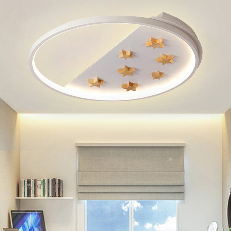 Metal Ring Ceiling Light with Star Living Room Romantic Flush Mount Light in White Clearhalo 'Ceiling Lights' 'Close To Ceiling Lights' 'Close to ceiling' 'Flush mount' Lighting' 252129