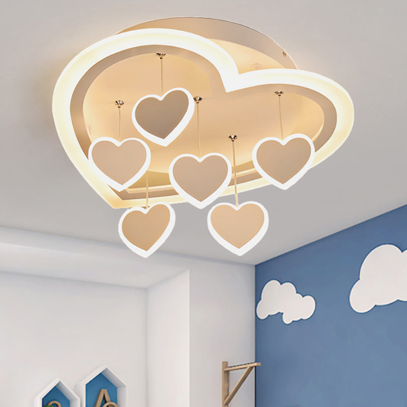 White Heart shape Ceiling Light Fixture Art Deco Acrylic Flush Mount Ceiling Light for Study Room White Clearhalo 'Ceiling Lights' 'Close To Ceiling Lights' 'Close to ceiling' Lighting' 252130