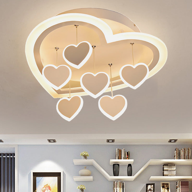 White Heart shape Ceiling Light Fixture Art Deco Acrylic Flush Mount Ceiling Light for Study Room Clearhalo 'Ceiling Lights' 'Close To Ceiling Lights' 'Close to ceiling' Lighting' 252131