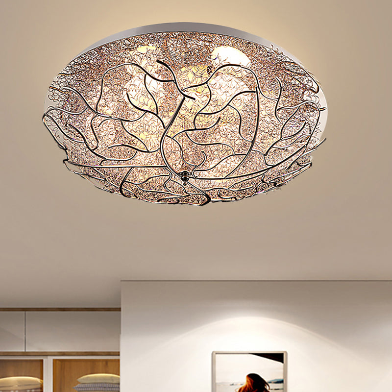 Living Room Circle Flush Mount Ceiling Light Metal Modern Contemporary in Silver Ceiling Light Fixture Silver Clearhalo 'Ceiling Lights' 'Close To Ceiling Lights' 'Close to ceiling' Lighting' 252134