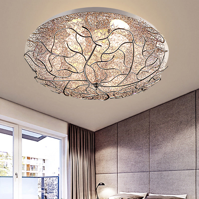 Living Room Circle Flush Mount Ceiling Light Metal Modern Contemporary in Silver Ceiling Light Fixture Clearhalo 'Ceiling Lights' 'Close To Ceiling Lights' 'Close to ceiling' Lighting' 252135