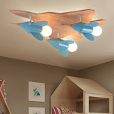 Fighter Airplane Kindergarten Flush Mount Ceiling Light Wood Cartoon Ceiling Light Wood B Clearhalo 'Ceiling Lights' 'Close To Ceiling Lights' 'Close to ceiling' Lighting' 252142