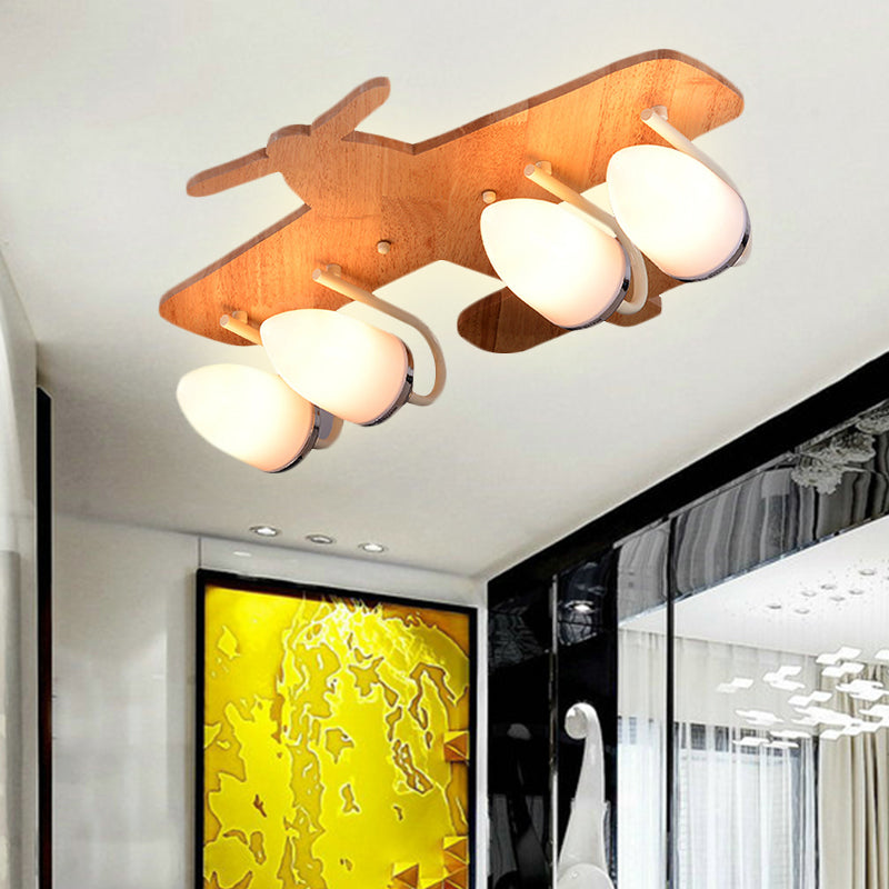 Fighter Airplane Kindergarten Flush Mount Ceiling Light Wood Cartoon Ceiling Light Clearhalo 'Ceiling Lights' 'Close To Ceiling Lights' 'Close to ceiling' Lighting' 252145