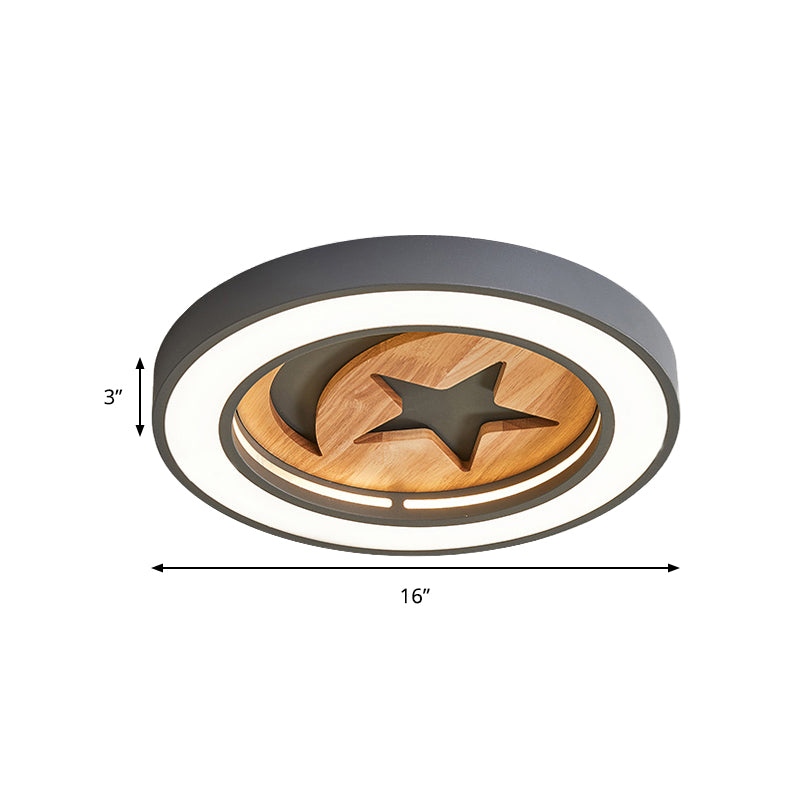 Baby Room Circular Flushmount Light with Star & Moon Wooden Nordic LED Ceiling Light Clearhalo 'Ceiling Lights' 'Close To Ceiling Lights' 'Close to ceiling' 'Flush mount' Lighting' 252156