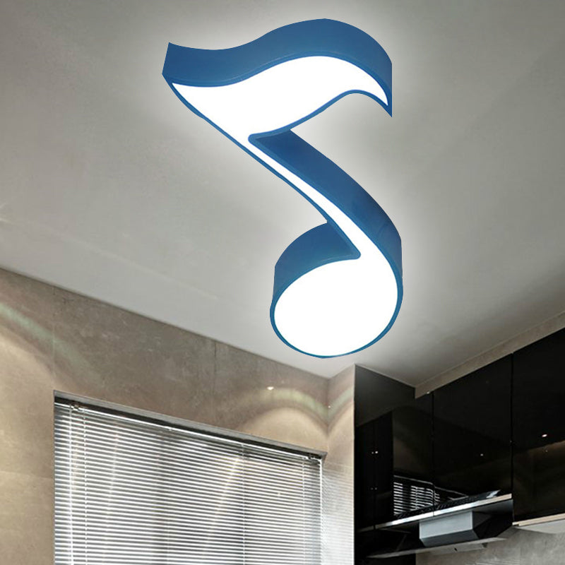 Bedroom Kindergarten Musical Note Flush Ceiling Light Acrylic Modern Ceiling Lamp Blue Clearhalo 'Ceiling Lights' 'Close To Ceiling Lights' 'Close to ceiling' 'Flush mount' Lighting' 252170