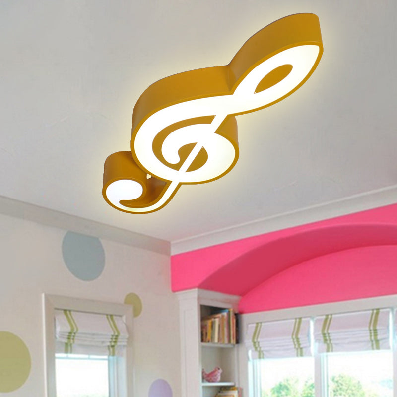 Bedroom Kindergarten Musical Note Flush Ceiling Light Acrylic Modern Ceiling Lamp Yellow Clearhalo 'Ceiling Lights' 'Close To Ceiling Lights' 'Close to ceiling' 'Flush mount' Lighting' 252172