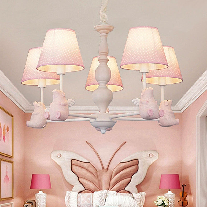 Contemporary 5/6 Lights Ceiling Light Animal Fabric and Metal Hanging Chandelier for Child Bedroom Clearhalo 'Ceiling Lights' 'Chandeliers' Lighting' options 252180