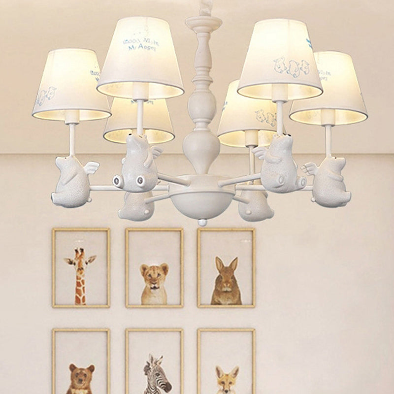 Contemporary 5/6 Lights Ceiling Light Animal Fabric and Metal Hanging Chandelier for Child Bedroom Clearhalo 'Ceiling Lights' 'Chandeliers' Lighting' options 252182