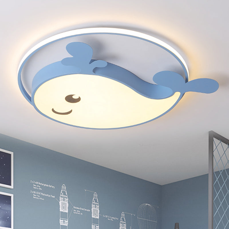 Acrylic Smiling Dolphin Ceiling Fixture Child Bedroom Animal LED Flush Mount Light Blue Clearhalo 'Ceiling Lights' 'Close To Ceiling Lights' 'Close to ceiling' 'Flush mount' Lighting' 252200