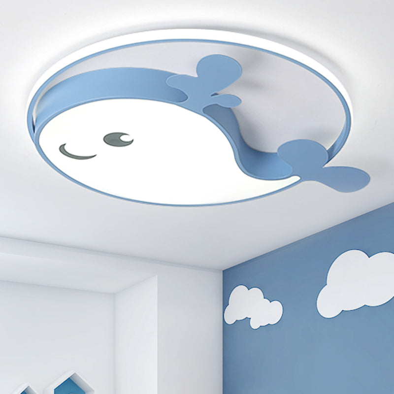 Acrylic Smiling Dolphin Ceiling Fixture Child Bedroom Animal LED Flush Mount Light Clearhalo 'Ceiling Lights' 'Close To Ceiling Lights' 'Close to ceiling' 'Flush mount' Lighting' 252201