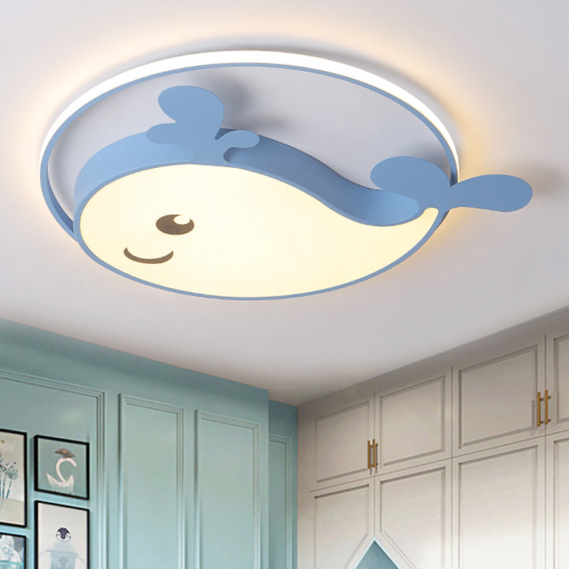 Acrylic Smiling Dolphin Ceiling Fixture Child Bedroom Animal LED Flush Mount Light Clearhalo 'Ceiling Lights' 'Close To Ceiling Lights' 'Close to ceiling' 'Flush mount' Lighting' 252202