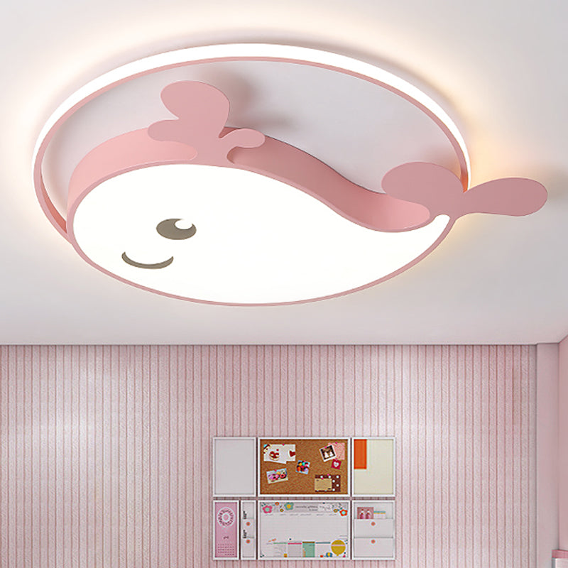 Acrylic Smiling Dolphin Ceiling Fixture Child Bedroom Animal LED Flush Mount Light Pink Clearhalo 'Ceiling Lights' 'Close To Ceiling Lights' 'Close to ceiling' 'Flush mount' Lighting' 252203