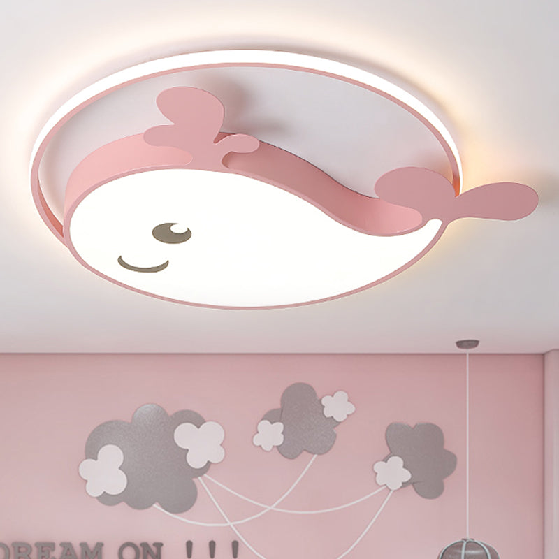 Acrylic Smiling Dolphin Ceiling Fixture Child Bedroom Animal LED Flush Mount Light Clearhalo 'Ceiling Lights' 'Close To Ceiling Lights' 'Close to ceiling' 'Flush mount' Lighting' 252204