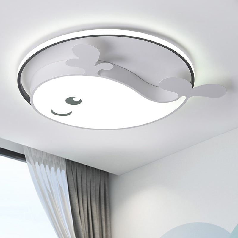 Acrylic Smiling Dolphin Ceiling Fixture Child Bedroom Animal LED Flush Mount Light White Clearhalo 'Ceiling Lights' 'Close To Ceiling Lights' 'Close to ceiling' 'Flush mount' Lighting' 252205